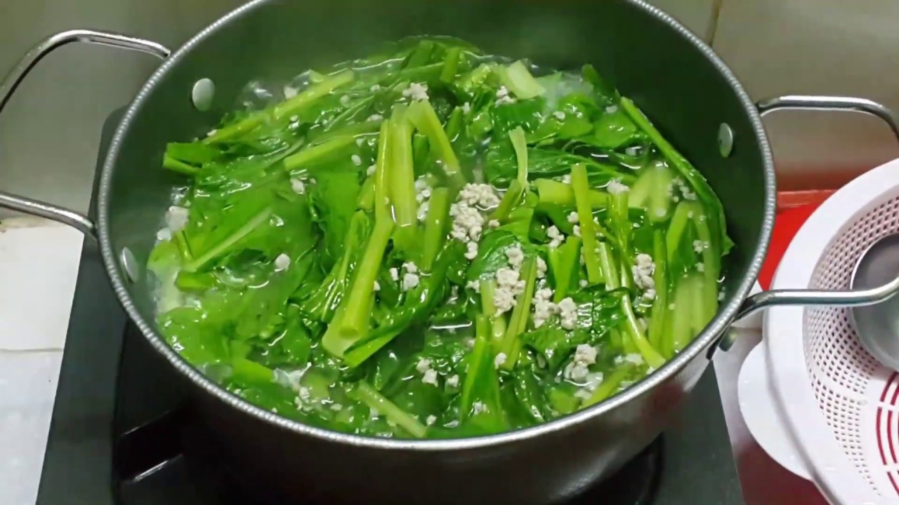 Canh rau cải nấu thịt băm
